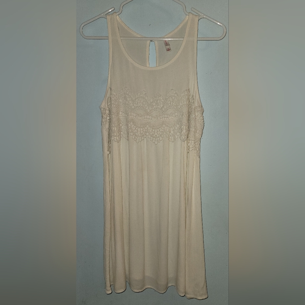 Xhilaration cream white dress lace details button back flowy sheer